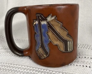 Mara Stoneware Mug Feathers Dream Catcher 16 oz Brown Southwest Native, Signed - Picture 1 of 7