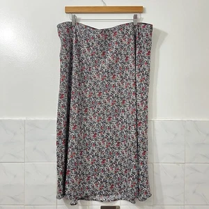 Loft Plus 20 Gray Ditsy Floral Elastic Waist Fairy Festival Spring Midi Skirt - Picture 1 of 7