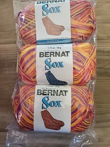 (3) 1.75oz Bernat Sox Sock Yarn 50005 SARI Super Fine 1 60%Acrylic/40% Nylon - Picture 1 of 5