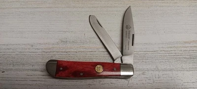Cuchillo PUMA-WERK 48 0631 Trapper mango hueso rojo liso Alemania  Foto 1 de 4