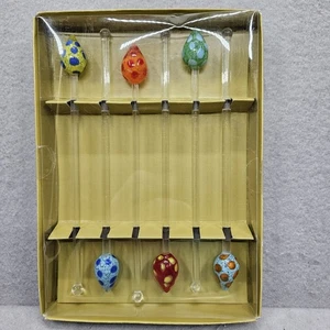 6 Pier 1 Glass Swizzle Sticks Multicolor - Picture 1 of 9