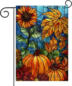Bandera de jardín de otoño 12X18 pulgadas doble cara, otoño calabaza girasol arpillera patio F - Imagen 1 de 6