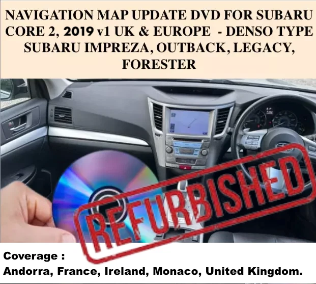 USED - NAVIGATION MAP UPDATE DVD FOR SUBARU OUTBACK - UK & EU 2019  CORE 2 DENSO - Image 1 of 1