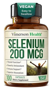 Vimerson Health Selenio 200 mcg Suplemento Alta Potencia Antioxidante 100 Comprimidos Foto 1 de 4