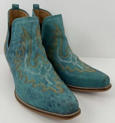 Botines Myra Turquesa Lazo Encaje Cosido Punta Corta Mujer’s Talla 10 Foto 1 de 4