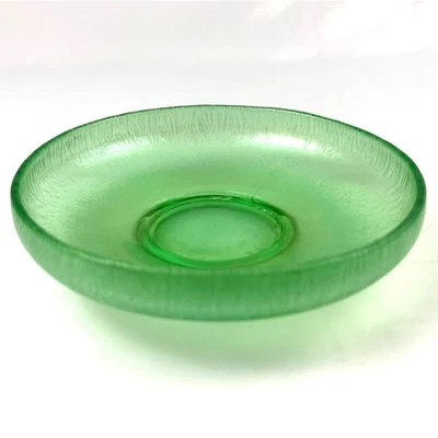 Tigela de vidro antiga iridescente Fenton florentina verde urânio brilho UV - Imagem 1 de 4