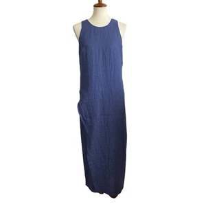 J.Mclaughlin Ailene Leinenkleid Blau Leinen Seitenreißverschluss Neu Mit Etikett - Bild 1 von 11
