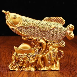 Feng Shui Wealth Arowana Fish Golden Dragon Fish for Bedroom Office Decor - Picture 1 of 6