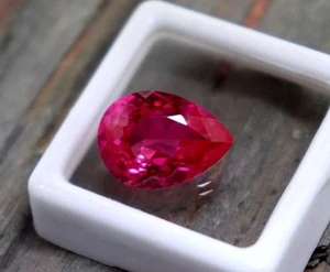 GIE Certified Natural 10 Ct Pink Flawless Ruby Burmese Pear Cut Loose Gemstone - Picture 1 of 5