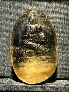 83.8g Top Natural Clear Gold Rutilated Hair Crystal Quartz Pendant Reiki Healing - Picture 1 of 9