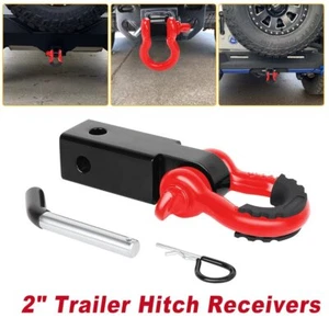 Trailer Hitch Shackle Bracket 2" Receiver 5T 3/4 Inch Recovery D-ring 4WD ATV - Picture 1 of 8