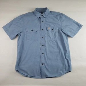 Carhartt Chambray Button Up Shirt Men Large Blue Original Fit Short Sleeve Denim - Picture 1 of 8