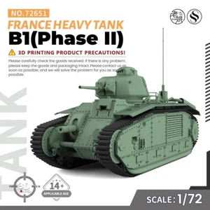 SSMODEL 72651 1/72 25mm Military Model Kit France B1 Heavy Tank (Phase II) - Picture 1 of 4