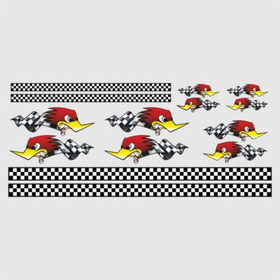 MBBE 1:24 - 1:18 Aufkleber Set Horsepower Flags Rat Rod Tuning Youngtimer & US Cars