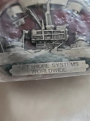 NUEVO Esmalte Hebilla de Cinturón Halliburton Oil Field Corporation Offshore Systems 1983 Foto 1 de 4