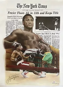 Joe Frazier Signed 27x40 New York Times Canvas Lithograph photo Auto PSA/DNA - Picture 1 of 4