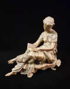 Escultura de bronce mujer leyendo firmada Moreau - Imagen 1 de 21