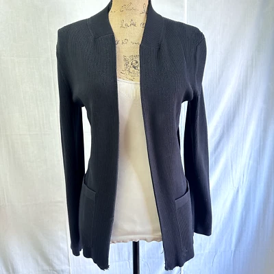 Cárdigan negro de manga larga para mujer Yves Saint Laurent talla M suéter mezcla de seda Foto 1 de 4