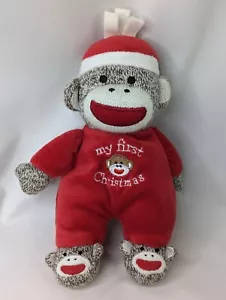 Baby Starter Socke Affe Rassel Plüsch My First Christmas 9 Zoll 2014 Stofftier - Bild 1 von 6