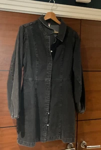 free people dark grey denim dress - Picture 1 of 4