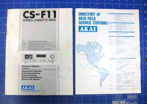 AKAI CS-F11 Stereo Cassette Deck Operator User Manual Booklet - Picture 1 of 2