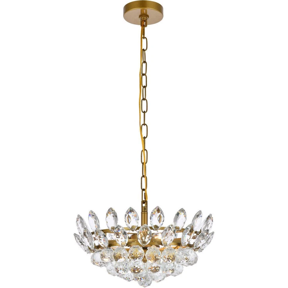 Elegant Lighting Emilia 3 Light 16" Pendant Brass - 1104D16BR