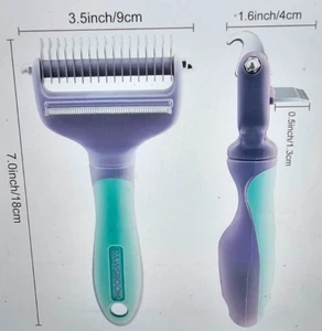 PAWSROOM Dog Deshedding Brush, Double-Sided Undercoat Rake for Dogs & Cats, Shed - Picture 1 of 4