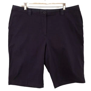 LL Bean Shorts Sz 20 Reg Womens Original Fit Flat Front Navy Cotton Chino NEW - Picture 1 of 8