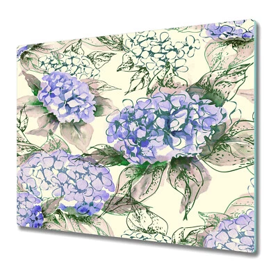 Cubierta de vitrocerámica de inducción de vidrio Hortensia verde y morado grande 60x52 Foto 1 de 4