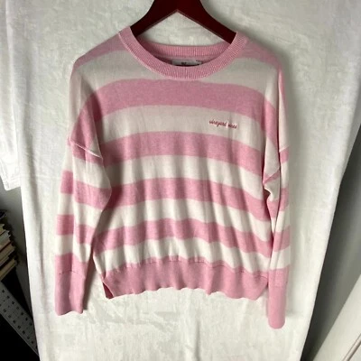 Suéter Vineyard Vines Mujer M Rosa Blanco Rayas Algodón Manga Larga Pullover Foto 1 de 4