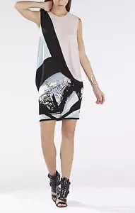 NUEVO BCBG MAX AZRIA JAYDIN DRAPEADO BLOQUE DE COLOR LATERAL SUPERIOR WQR1T950/S395A TALLA L - Imagen 1 de 3