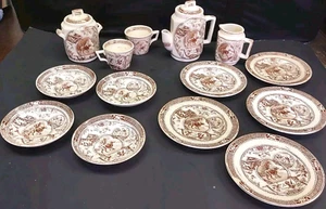 Staffordshire Childs Tea Set & Plates Little Girl Big Dog Allerton See Info - Picture 1 of 24