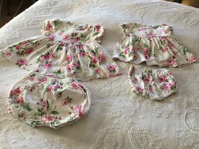 LITTLE ME DRESS + Pants,, 3 month and 24 month Roses on white background - Image 1 of 4