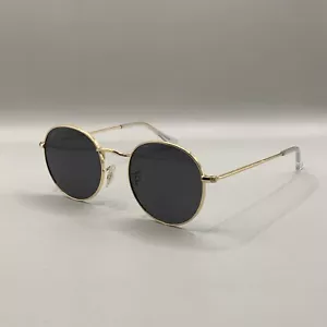 WMP Eyewear Sunglasses Nevada 51-23-152 RET090 Black Polarized Gold Round Frames - Picture 1 of 8