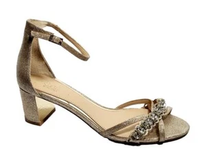 Jewel Badgley Mischka 9 Giona tacco a blocco oro rosa aperto con cinturino - Foto 1 di 7