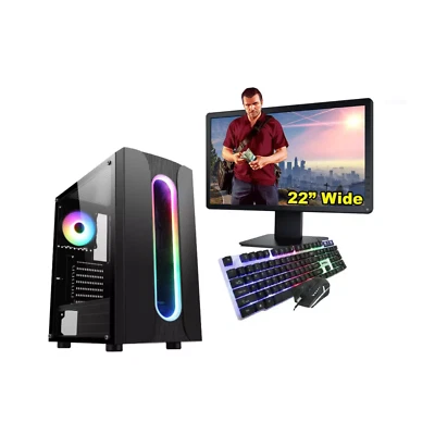 Fast Gaming PC 22" Bundle Core i5 16GB 240GBSSD+1TBHDD Windows 10 6GB RTX 3050 - Image 1 of 4