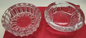 Set of 2 Thick Glass Ashtrays Vintage K.I.G. Glassware 6" - Picture 1 of 11