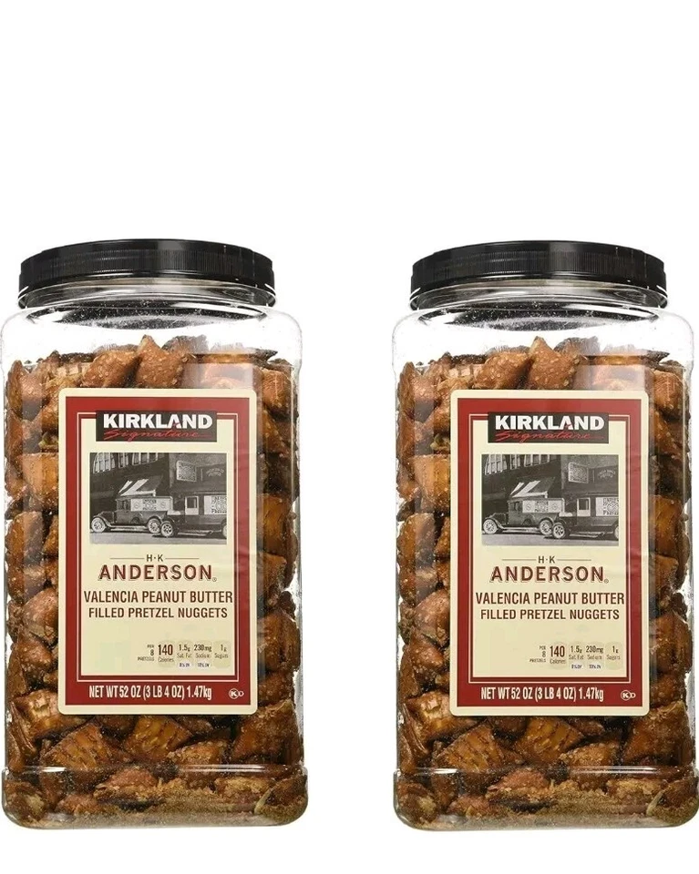 Kirkland Signature Peanut Butter Pretzel Nuggets 52 oz Jars Valencia 2 Pack  - Image 1 of 1
