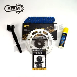 AFAM Blue X-ring Chain & Sprocket Kit to fit Kawasaki ZZR1400 2006-2011 - Picture 1 of 2