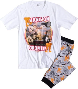 Herren-Schlafanzug Wallace und Gromit zum Aufhängen! Nachtwäsche Pyjama Geschenk Größe S M L XL - Bild 1 von 1