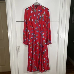 Vestido Rag & Bone Midi Hugo Estampado Floral Rojo Crepé Talla UK 6 US 2 - Imagen 1 de 4