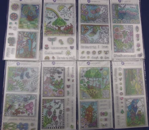 Estampillas de arte transparente para colorear de Hampton/8 juegos de estampillas/estampillas acrílicas transparentes/nuevo en paquete - Imagen 1 de 5
