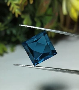 AAA Quality London Topaz Square Shape 9Ct Fantasy Cut Faceted Cut Gem Loose Gems - Picture 1 of 6