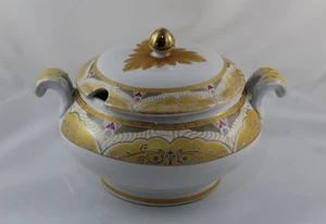 Sopera de Porcelana ROYAL LUNEVILLE FRANCIA, Dorado Estilo Kitsch Vintage. - Picture 1 of 3