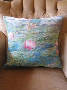 CLAUDE MONET WATER LILLIES FINE ART MUSEUM QUALITY TAPESTRY CUSHION COVER ONLY - Picture 1 of 9