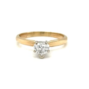 14KT YELLOW GOLD .50CT HEART SHAPE DIAMOND SOLITAIRE RING SIZE 5.5, 2.2 GRAMS - Picture 1 of 5