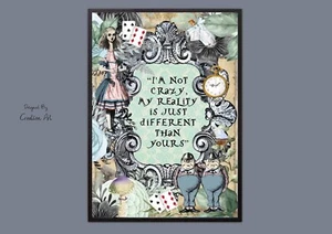 Alice In Wonderland vintage wall art decor home picture floral print - Picture 1 of 1