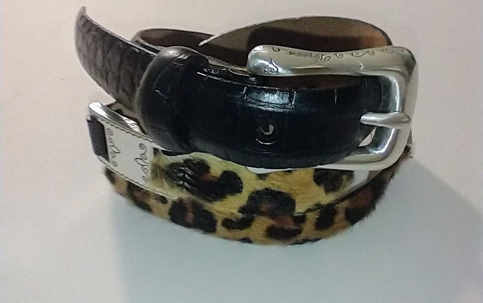 Talbots Croc Printed Leopard Print Calf Hair Belt Size: M - Brighton Hardware  - Image 1 of 4