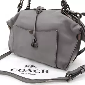 COACH 2way Shoulder Bag Hand Bag 76042 Darla Dreamer Gray Leather Vietnam - Picture 1 of 22