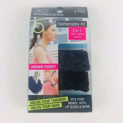 Muñequera Scunci Everyday Active 2 piezas negra/azul marino metálica 20455-A Foto 1 de 2